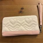 Betsey Johnson Pink and White Heart Quilted Wallet Wristlet Clutch Photo 1