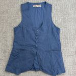 Free People “Millie” Linen Vest Denim grey gray blue button up natural fiber Photo 7