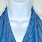 Bebe  Blue Denim Smocked Waist Cropped Halter Top Size‎ M/L Photo 3