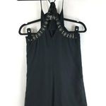Hollister Mini Shift Dress Beaded Strappy Tie Back Tassel Black Size S Photo 2