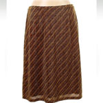 EXPRESS Vintage  Y2K Metallic Diagonal Striped Brown Gold Midi Skirt Size Large L Photo 3