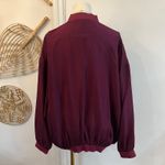Vintage Leo Silk Burgundy Bomber Jacket Oversized Minimalist Retro Streetwear L Purple Size L Photo 5