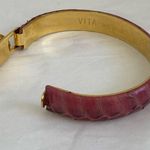 VITA 24 Karat Gold Plated Snake Print Link Bracelet Made In Florence Pink Photo 3