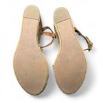 Ralph Lauren Lauren  Women’s Size 7 Tan Leather Woven Espadrille Wedge Sandals Photo 5