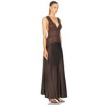 NWT Ronny Kobo Silk Charmeuse & Lace Maxi Dress Size XL Brown Photo 1