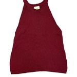 Maeve  Burgundy Sleeveless Halter Neck Cotton Sweater Top Photo 0