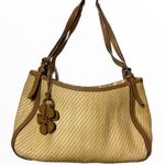 Fossil  Wicker Woven Tote Straw Shoulder Bag Flower 70s retro adjustable straps Photo 0