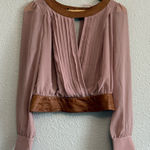 Double Zero ‎ Faux Leather & Chiffon Blouse NWOT Size Large Photo 0
