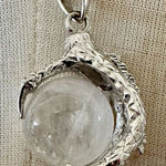 clear crystal ball dragon claw pendant necklace Silver Photo 0