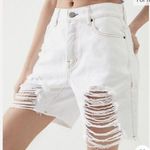 PacSun NWT  Jean White High Rise Distressed Boy Shorts Photo 0