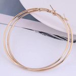 Boutique Boho Large Oversized Thin Gold Big Hoop Circle Fashion Earrings 60mm Gold A0136 Photo 0