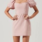 ASTR The Label Linen Pleat Front Mini Dress - Dusty Rose Medium Photo 0