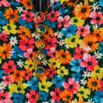 Vintage 60s Electric Yellow Pink Orange Floral Print Retro Dress large Midi Photo 6