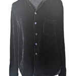 Equipment Black Velvet Blouse Silk Medium Goth Glam Academia Photo 0