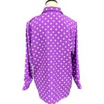 Vintage Purple Polka Dot Blouse White Dots Handmade Rose Button Front Top Size M Size L Photo 2