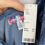 Urban Outfitters NWT UO Dahlia Rosette Velvet One Shoulder Mini Dress Blue L Photo 5