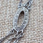 Monet  Silver Tone Multi Strand Necklace Oval Rhinestone Stations Formal 24.5" Photo 3