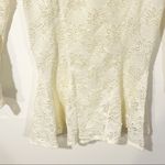 Free People  Size XS Cream Lace Peplum‎ Half Sleeve Square Neck Romantic Blouse Photo 4