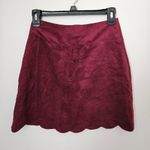 Xhilaration  Skirt Burgundy Red Suede Buttons Front Scallop Hem Mini Casual Photo 3