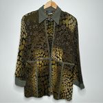 Artex Collection Crocodile Reptile Print Cardigan Blouse Size XXL Green Photo 0