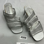 Croft & Barrow Womans Promptly Slip On Sandals 8 M Silver Strappy Open Toe Heel Photo 0