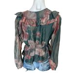 Hutch Hunter Green Chiffon Ruffle Top MEDIUM Cottage Fall Romantic Designer $180 Photo 8
