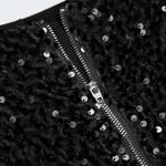 NWT Kinghua Sequin High Waisted Bodycon Mini Skirt Small Black Photo 5
