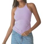 Klassy Network  Lilac Padded Knit Ribbed High Neck Brami Tank Top Shirt Medium Photo 0
