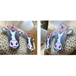 Christmas Cow Earrings Dangle Hooks Handmade New Heifer Calf Bovine Farm… Black Photo 9
