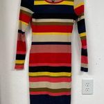 Plenty By Tracy Reese  Red Yellow Striped Ribbed Knit Dress Knee Length XS Photo 0