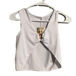 Herlollychips Crop Tops for Women Plunge V Neckline Sleeveless Silver Ring Crop Top in size Large Photo 2