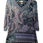 Chico's  Tunic Top Medium Or 1 Paisley Floral‎ Photo 0