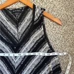 Charlie Paige 🦋  Black White Chevron Sleeveless Blouse Boho Bohemian Large XL Photo 5