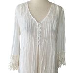 Dress Barn  Semi Sheer Lace Trim Blouse Photo 3
