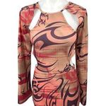 Jaded London  Orange Multicolor Abstract Cut Out Long Sleeve Bodycon Dress Sz 10 Photo 0
