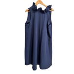 Tuckernuck  Navy Blythe Blue Sleeveless Ruffle Neck Tie Back Shift Dress XL Photo 1