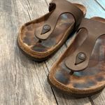 Birkenstock Brown Sandals Contoured Footbed Leather Photo 2