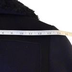 Rebecca Taylor Navy Black Wool Peacoat Faux Fur Collar Double Breasted Belt Sz 0 Photo 12