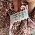 ZARA  Womens Tweed Fringe Cropped Top Pink White Size Large Photo 5