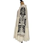 Free People  Embroidered Dress Long Sleeve Tiered Mini White Black Boho‎ NWOT Photo 3