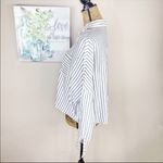 EXPRESS  The Boxy Shirt Striped Button Front Shirt Blue White Gold Small Photo 3