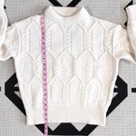 FRNCH  Paris Julia Cable Knit Cutout Back Sweater in Off White Creme Small Photo 5