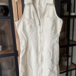 Entro  mini dress zip up collar western beige sand denim halter UO vneck western Photo 1