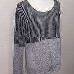 Pink Clover  gray striped bottom tie blouse Photo 1