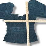 ASTR The Label Zeva Pleated Balloon Sleeve Smocked Blouse Top Deep Teal Medium Photo 11