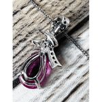 Sterling Silver Pink Lab Sapphire October Birthstone Drop Pendant Necklace NWOT Photo 13