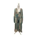 Ces Femme Mixed Print Tassels Tie Cover Up Size Large Green Photo 3