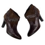 Diane Von Furstenberg  Leather Ankle Booties Braided Studded Brown Suede Size 7.5 Photo 4
