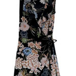 Hello Molly  Black Peach Green Floral Mini Wrap Dress Sleeveless Ruffled Women 10 Photo 0