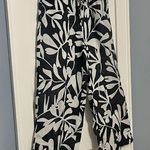 Elie Tahari  pull on high waist wide leg 100% linen printed pants size large navy Photo 2